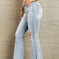BAYEAS Mid Rise Distressed Flare Jeans
