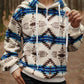 Geometric Half Zip Drawstring Long Sleeve Hoodie