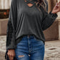 Crisscross V-Neck Lace Detail T-Shirt