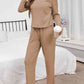 Round Neck Long Sleeve Top and Drawstring Pants Lounge Set