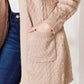 Hailey & Co Full Size Cable-Knit Pocketed Cardigan