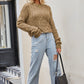 Cable-Knit Round Neck Dropped Shoulder Sweater