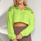 Contrast Drawstring Zip Up Jacket