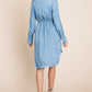 Faith Apparel Button Up Drawstring Shirt Dress