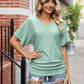 Flutter Sleeve Eyelet Gathered Detail Top
