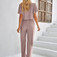 Textured Flutter Sleeve Top and Pants Set