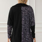 Half Button Leopard Collared Neck Blouse