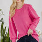 Celeste Full Size Striped Round Neck Lantern Sleeve Top