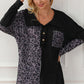 Half Button Leopard Collared Neck Blouse