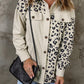 Double Take Leopard Print Pocketed Corduroy Jacket