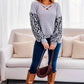 Plus Size Leopard Crisscross V-Neck Sweater