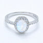 925 Sterling Silver Natural Moonstone Halo Ring