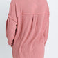 Half Button Raw Hem Long Sleeve Blouse