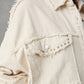 Button Down Raw Hem Denim Jacket