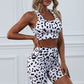 Animal Print Sports Bra and Shorts Set