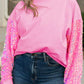 Plus Size Sequin Round Neck Dropped Shoulder Sweatshirt