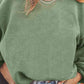 Ribbed Round Neck Drop Shoulder Sweatshirt