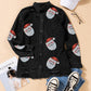 Santa Sequin Snap Down Raw Hem Jacket