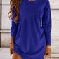 Ruched Round Neck Long Sleeve Dress
