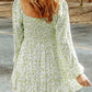 Smocked Floral Square Neck Balloon Sleeve Dress