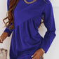 Ruched Round Neck Long Sleeve Dress