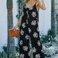 Botanical Print Spaghetti Strap Cropped Jumpsuit