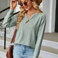 V-Neck Long Sleeve Blouse