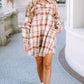 Plaid Long Sleeve Babydoll Mini Dress