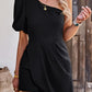 One-Shoulder Puff Sleeve Pleated Detail Romper