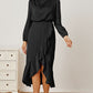 Mock Neck Ruffled Asymmetrical Dress