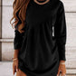 Ruched Round Neck Long Sleeve Dress