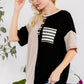 Celeste Full Size Rib Contrast Short Sleeve T-Shirt