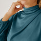 Mock Neck Ruffled Asymmetrical Dress