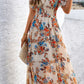 Smocked Floral V-Neck Short Sleeve Dress