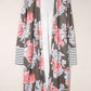 Stripe Detail Sleeve Floral Print Cardigan