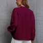 Crochet Tassel Tie Neck Long Sleeve Blouse