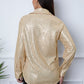 Sequin Collared Neck Long Sleeve Shirt