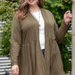 Plus Size Lace Detail Open Front Ruffle Hem Cardigan