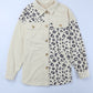 Double Take Leopard Print Pocketed Corduroy Jacket