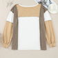 Color Block Exposed Seam Boat Neck Sweatshirt