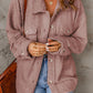 Fuzzy Button Up Pocketed Jacket