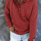 Half Snap Drawstring Long Sleeve Hoodie