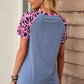 Striped Leopard Raglan Sleeve Tee
