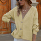 V-Neck Button-Down Dropped Shoulder Cardigan
