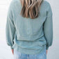 Waffle-Knit V-Neck Blouse with Breast Pocket