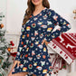 Christmas Element V-Neck Long Sleeve Mini Dress