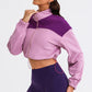 Contrast Drawstring Zip Up Jacket