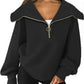Half-Zip Lantern Sleeve Top