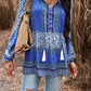 Tassel Tie Long Sleeve Peplum Blouse