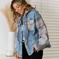 Geometric Raw Hem Denim Jacket